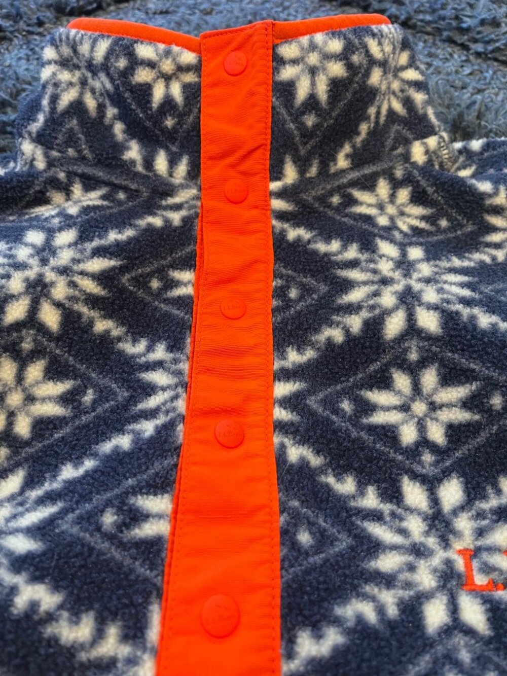 L.L. Bean Snowflake Fair Isle Fleece Pullover | Snap Front | Women’s Small - Picture 3 of 6